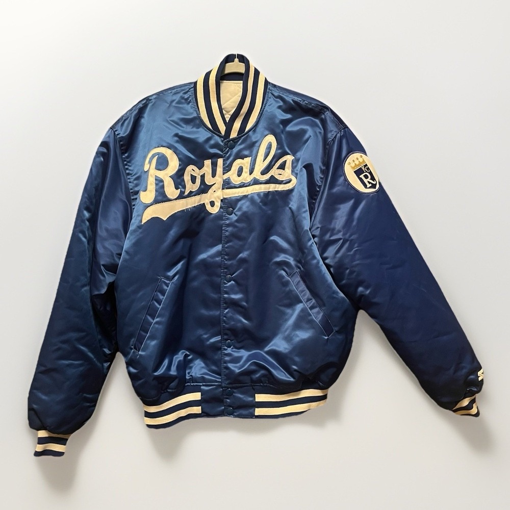 VTG Kansas City Royals Starter Jacket‎ XL Satin Diamond Collection MLB Blue 90s